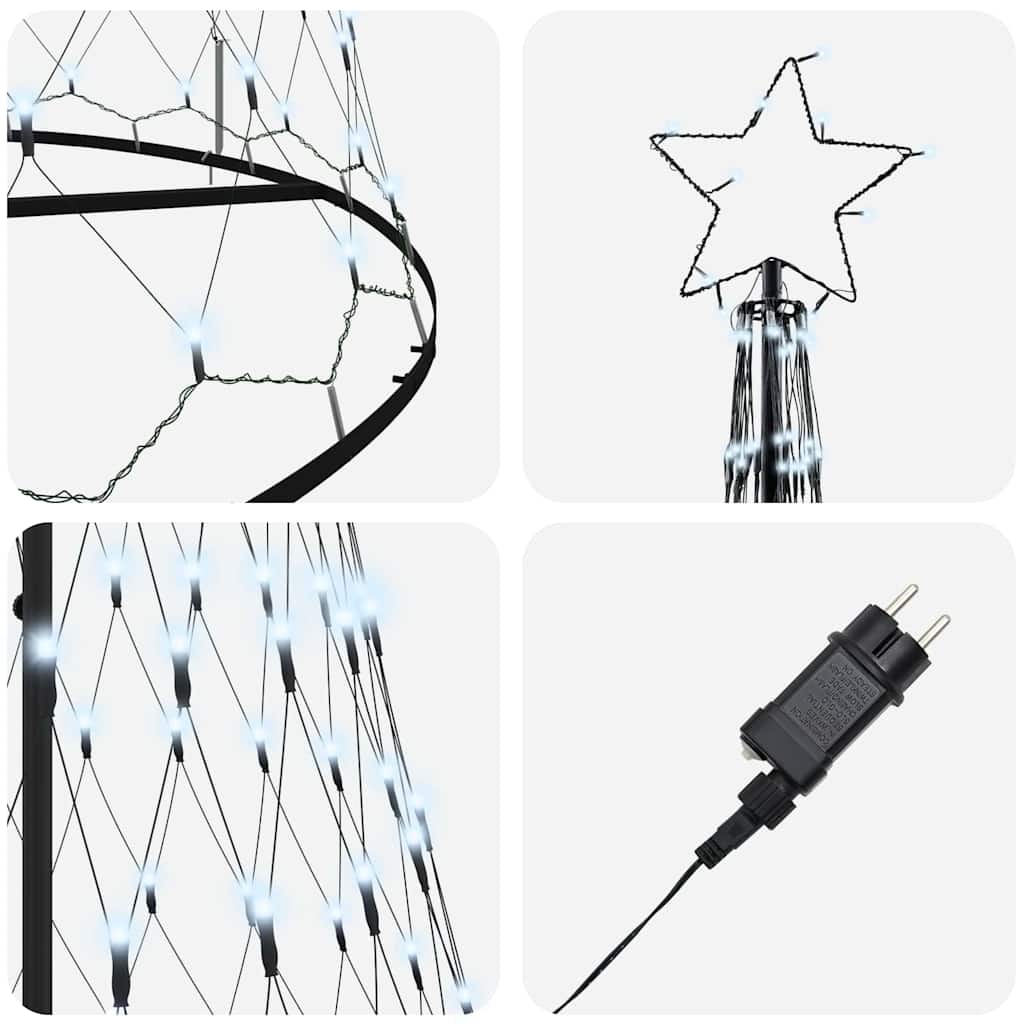 LED Christmas Tree Cool White 138.5 x 138.5 x 399 cm Metal